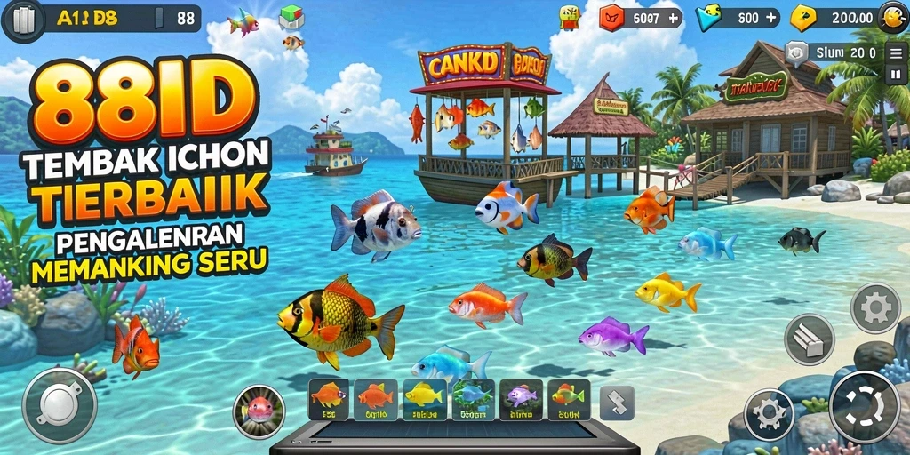 Screenshot gameplay 88ID menampilkan keseruan menangkap ikan.