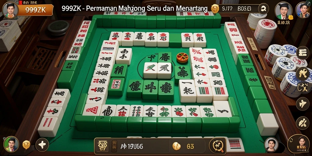 Screenshot gameplay 999ZK menampilkan pengalaman Mahjong yang menenangkan.
