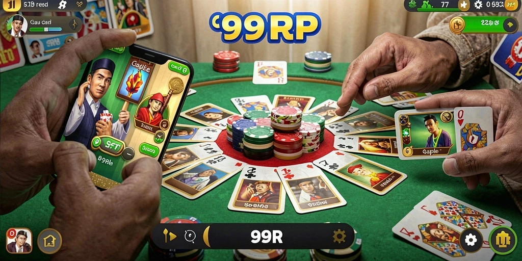 Screenshot gameplay Gaple di 99RP, menunjukkan keseruan bermain.