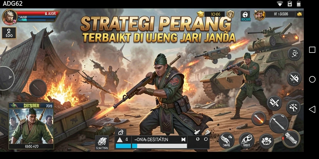 Tangkapan layar menampilkan aksi strategi mendebarkan dalam ADG62.