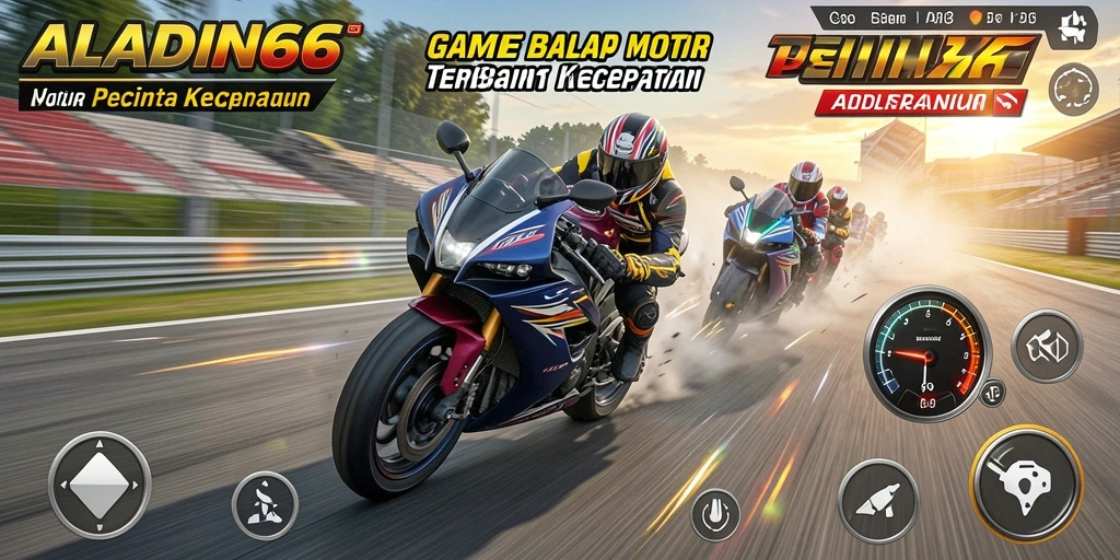 Tampilan utama gameplay ALADIN66 saat balap motor dengan grafik menawan.