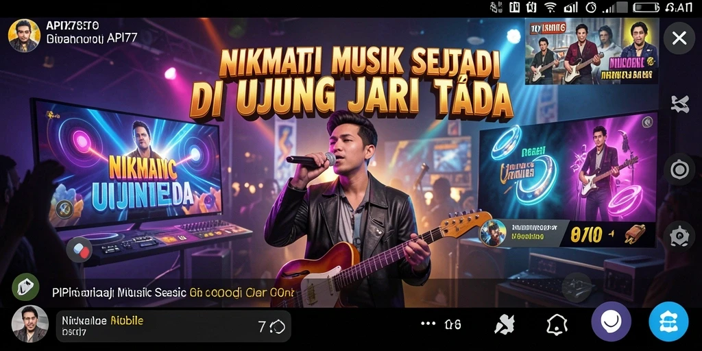 Screenshot menampilkan antarmuka API77 dengan pilihan lagu-lagu yang menarik.