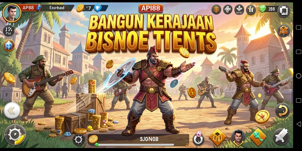 Screenshot gameplay <strong>API88</strong> menampilkan aktivitas membangun kerajaan bisnis.