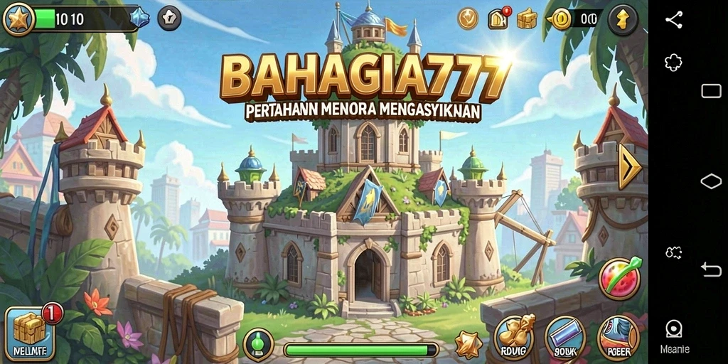Tampilan gameplay menara pertahanan yang seru dan strategis di BAHAGIA777.