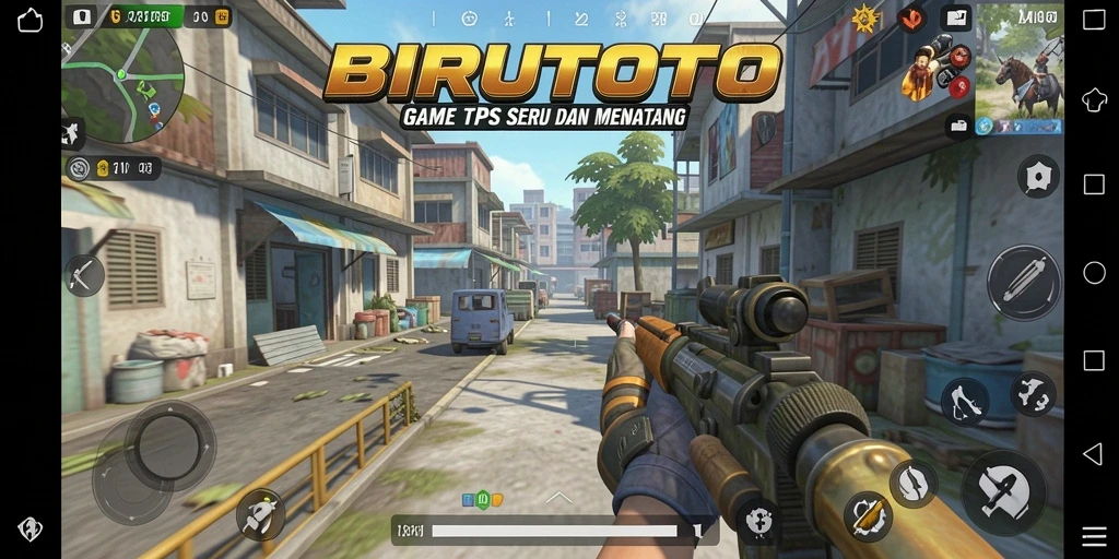 Tampilan menarik dari gameplay BIRUTOTO dengan aksi tembak-menembak.