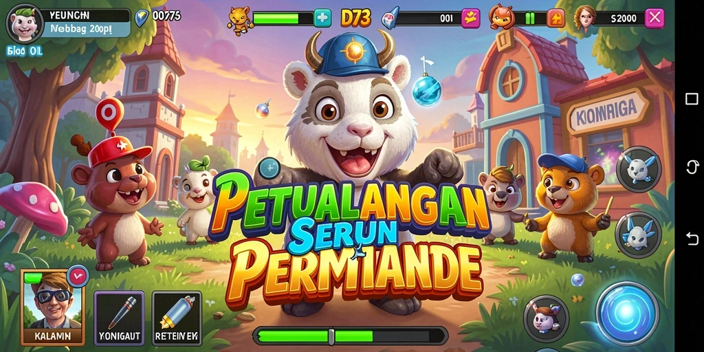 Tangkapan layar menampilkan aksi seru dalam permainan Arcade D73.