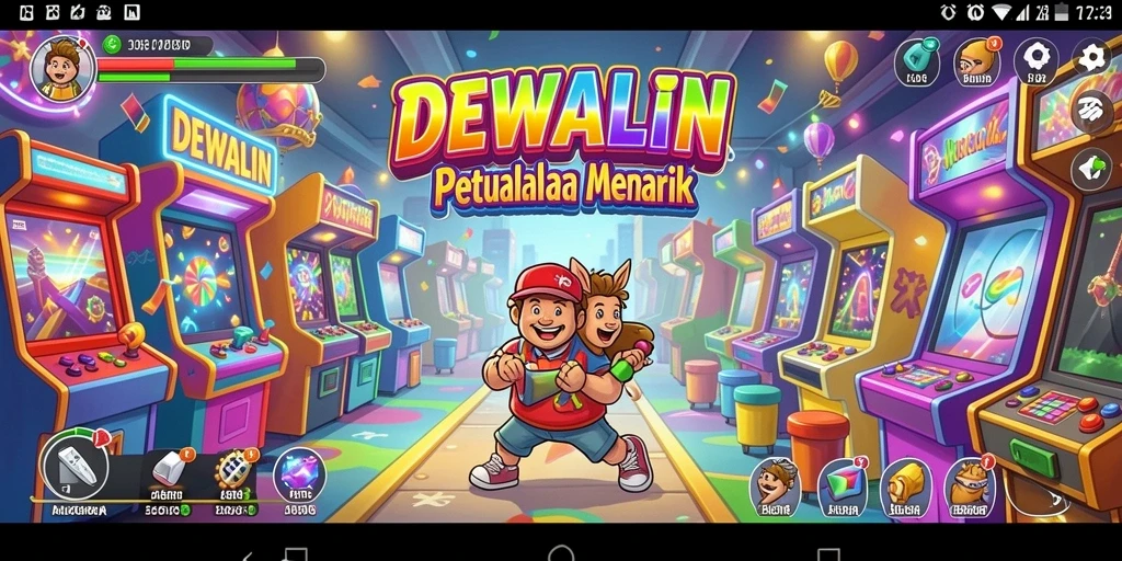 Tampilan gameplay DEWALIN yang ceria dan dinamis.