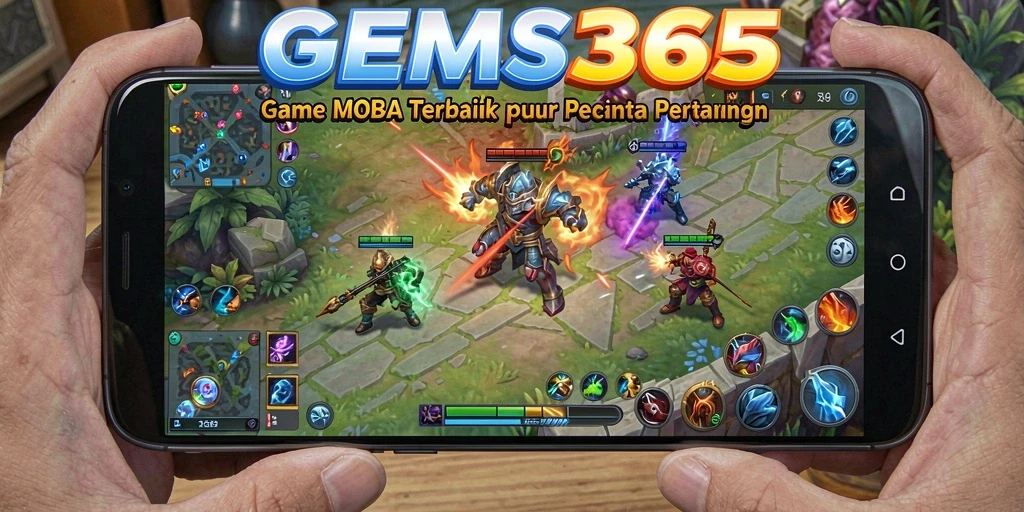 Screenshot menampilkan aksi seru dalam gameplay MOBA GEMS365.