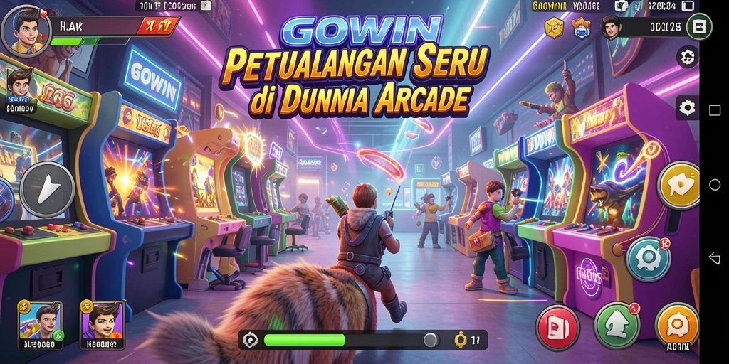 Tangkapan layar GOWIN menampilkan aksi gameplay Arcade yang mendebarkan.