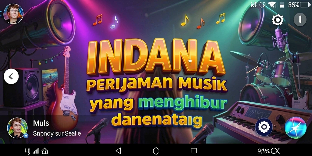 Tampilan gameplay INDAAA dengan musik yang menghentak.
