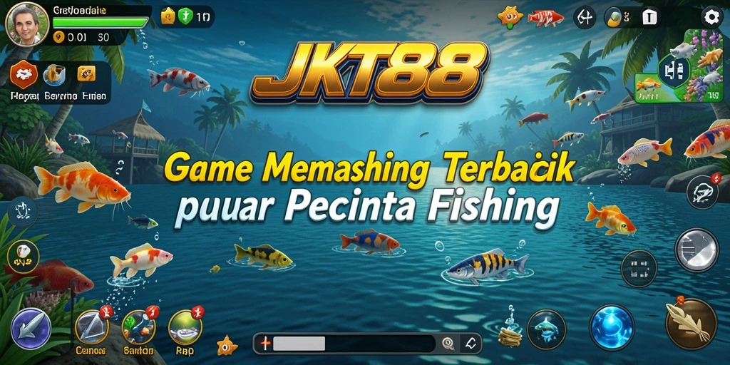 Screenshot utama JKT88 menampilkan gameplay memancing yang menegangkan dan menyenangkan.