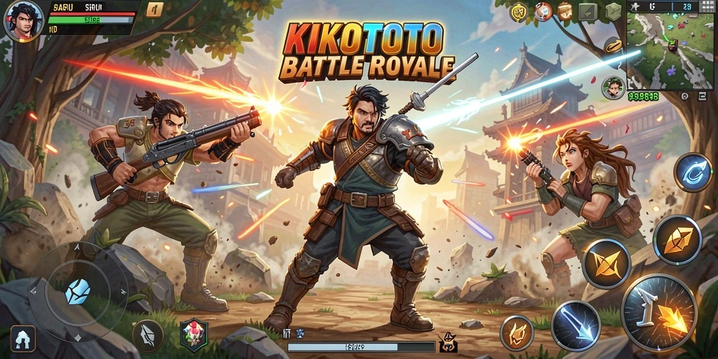 Tampilan gameplay seru KIKOTOTO yang menegangkan di arena Battle Royale.