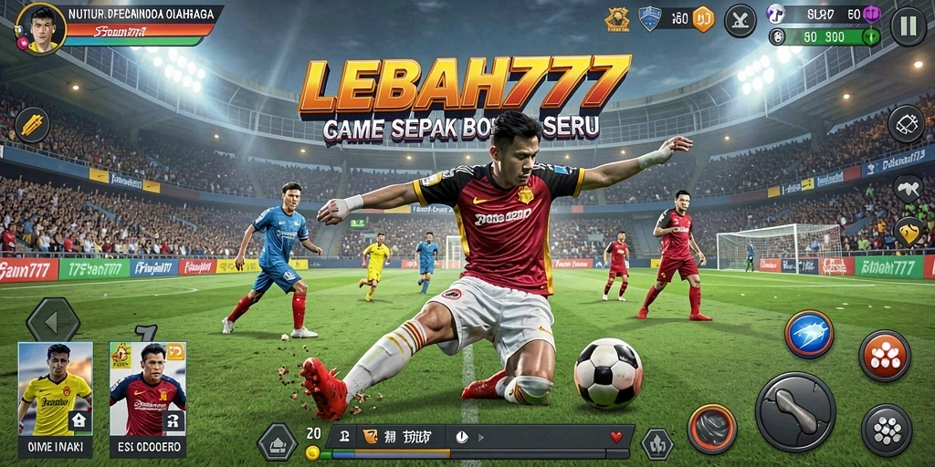 Tampilan gameplay seru di LEBAH777 yang menggambarkan aksi sepak bola.