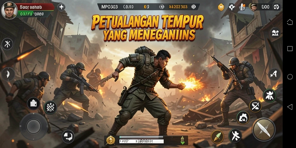 Tampilan gameplay MPO303 yang mendebarkan dan memperlihatkan aksi tempur yang seru.
