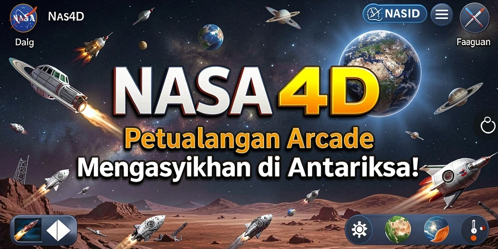 Screenshot menunjukkan aksi intens saat bermain NASA4D di luar angkasa.