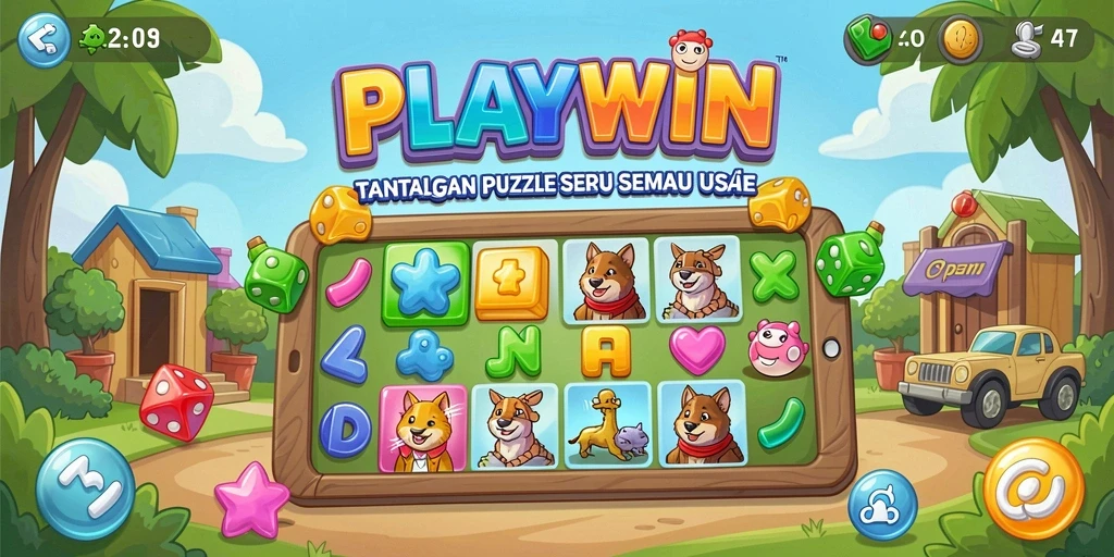 Gameplay seru dalam PLAYWIN yang penuh dengan tantangan puzzle.