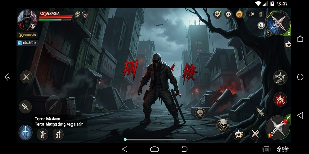 Tampilan gameplay menegangkan dalam dunia kegelapan yang menakutkan.