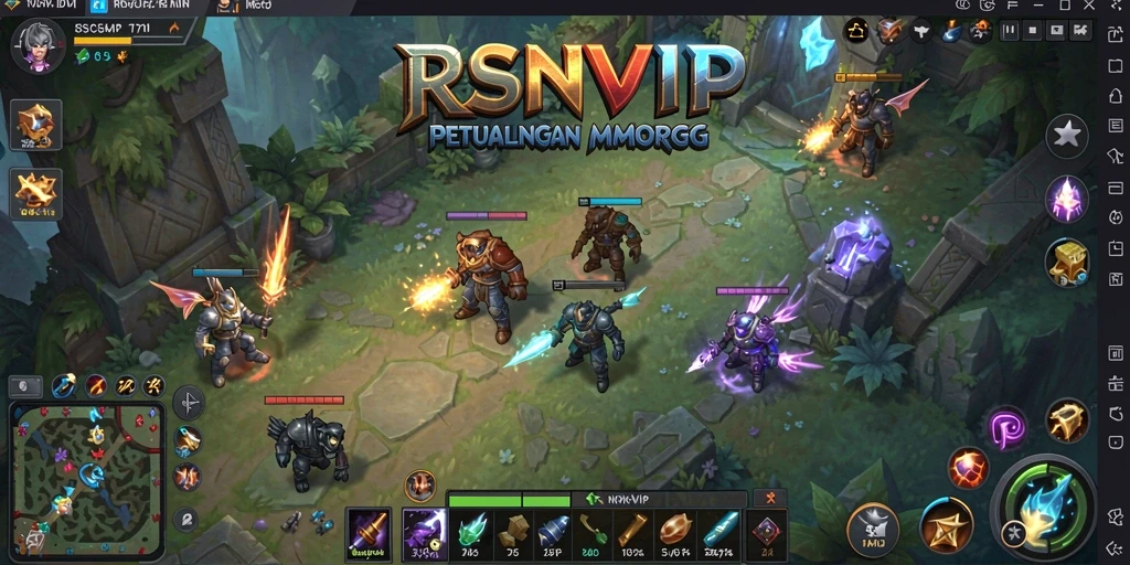 Tangkapan layar gameplay RSNVIP menampilkan aksi seru dan dunia yang indah.