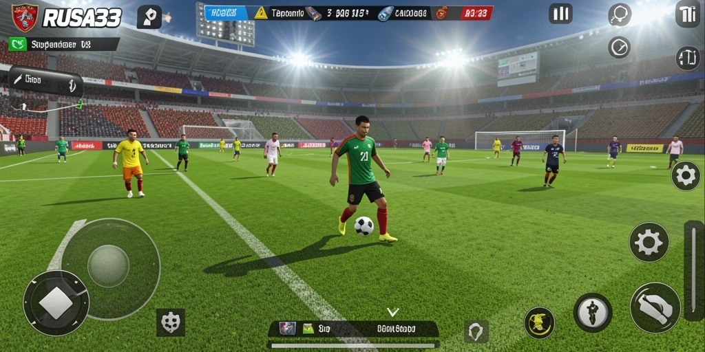 Tampilan utama RUSA33 dengan aksi seru sepak bola.