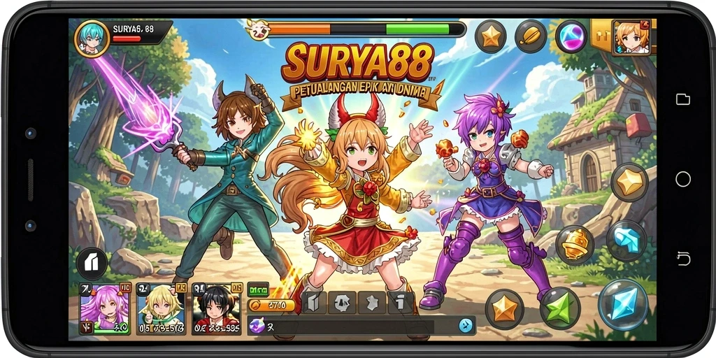 Tampilan menarik dari karakter dalam gameplay SURYA88.