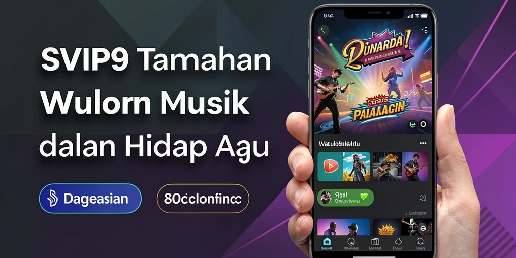 Tampilan screenshot utama SVIP9 menampilkan fitur musik interaktif dan alat musik virtual.