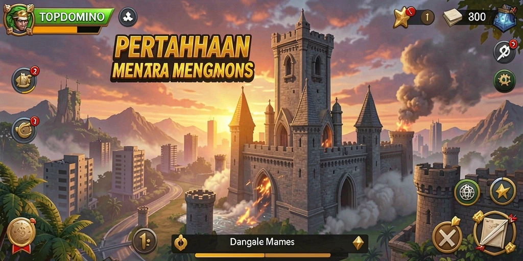 Gameplay TOPDOMINO menunjukkan pertahanan menara yang spektakuler.