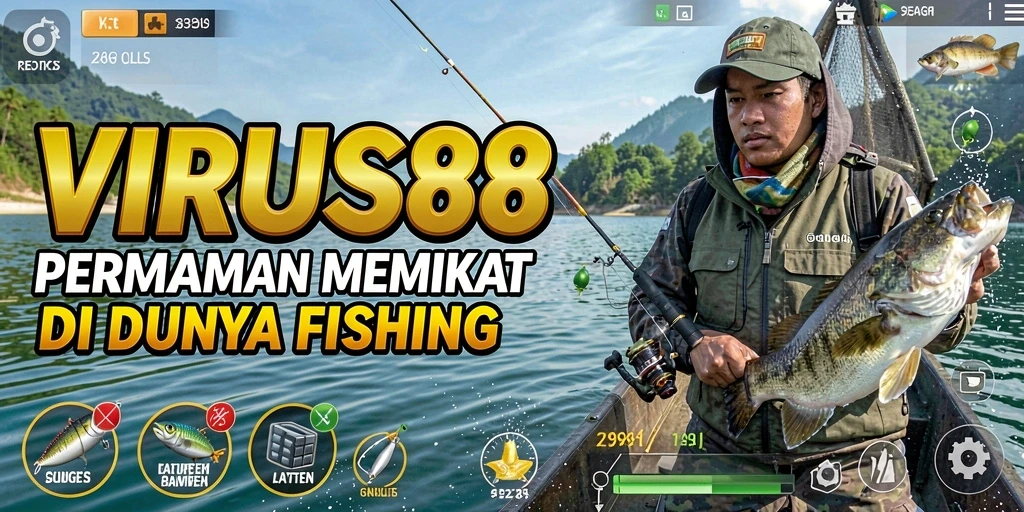 Tampilan menarik dari gameplay memancing di VIRUS88.
